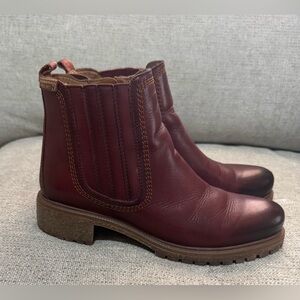 PIKOLINOS Maroon Leather Ankle Booties